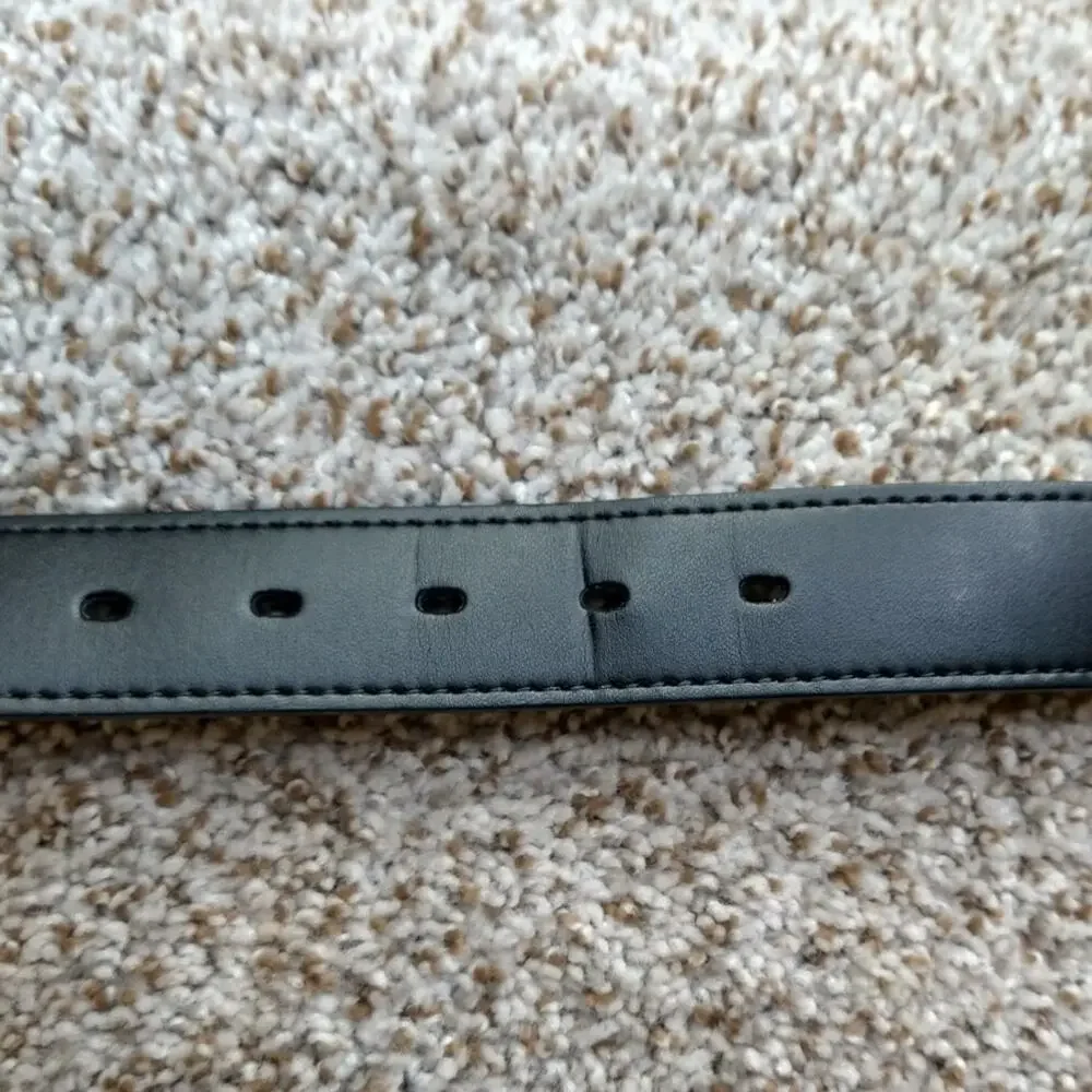 Oobe Mens Black Leather Belt Size S Small 29 30 Dress Casual Silver Buckle